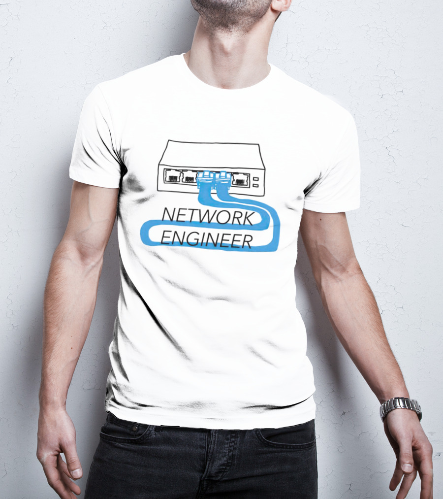 Network Engineer Ethernet Cable Switch Sketch T-Shirt