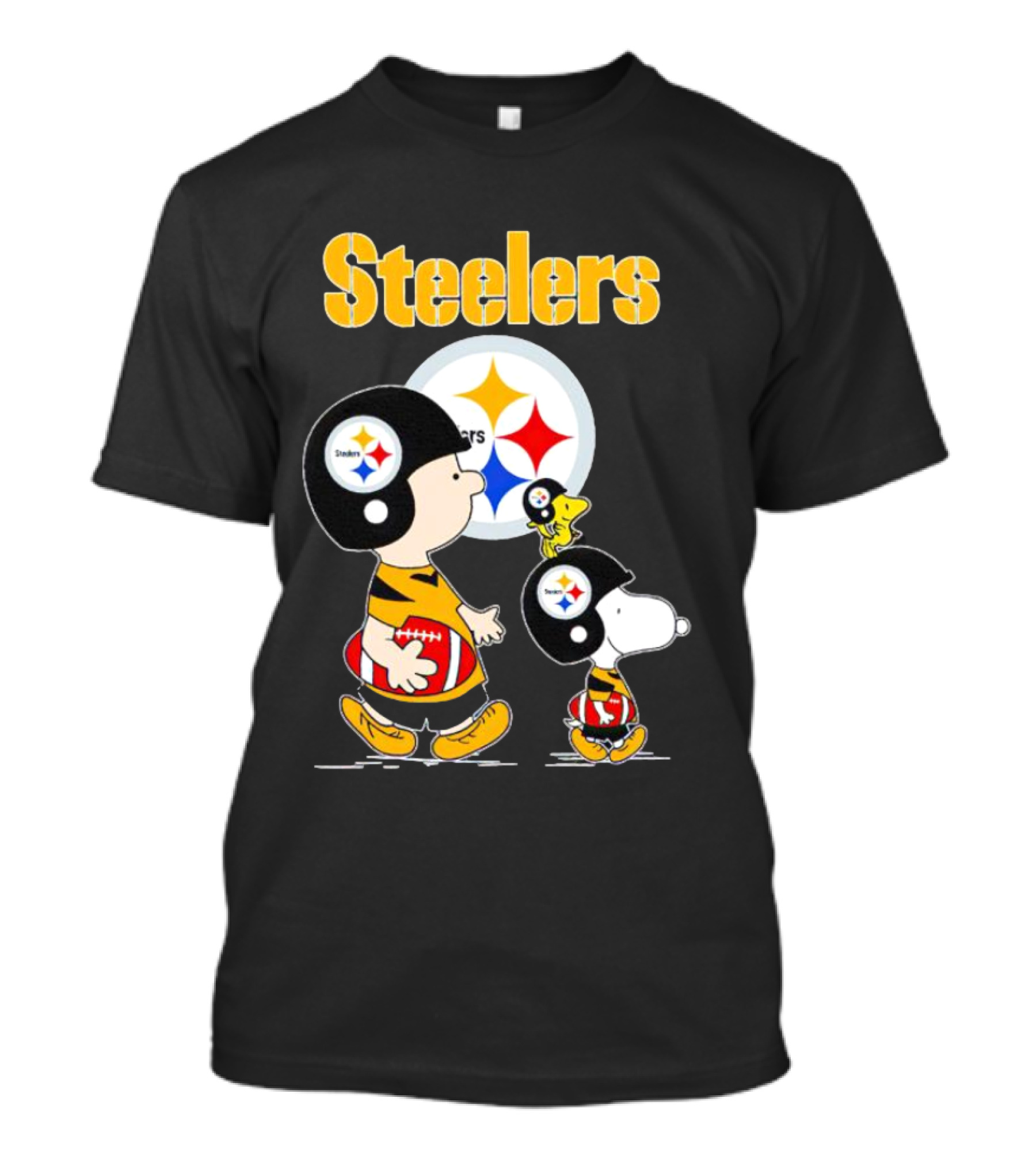 Peanuts Characters With Steelers Football Helmets T-Shirt