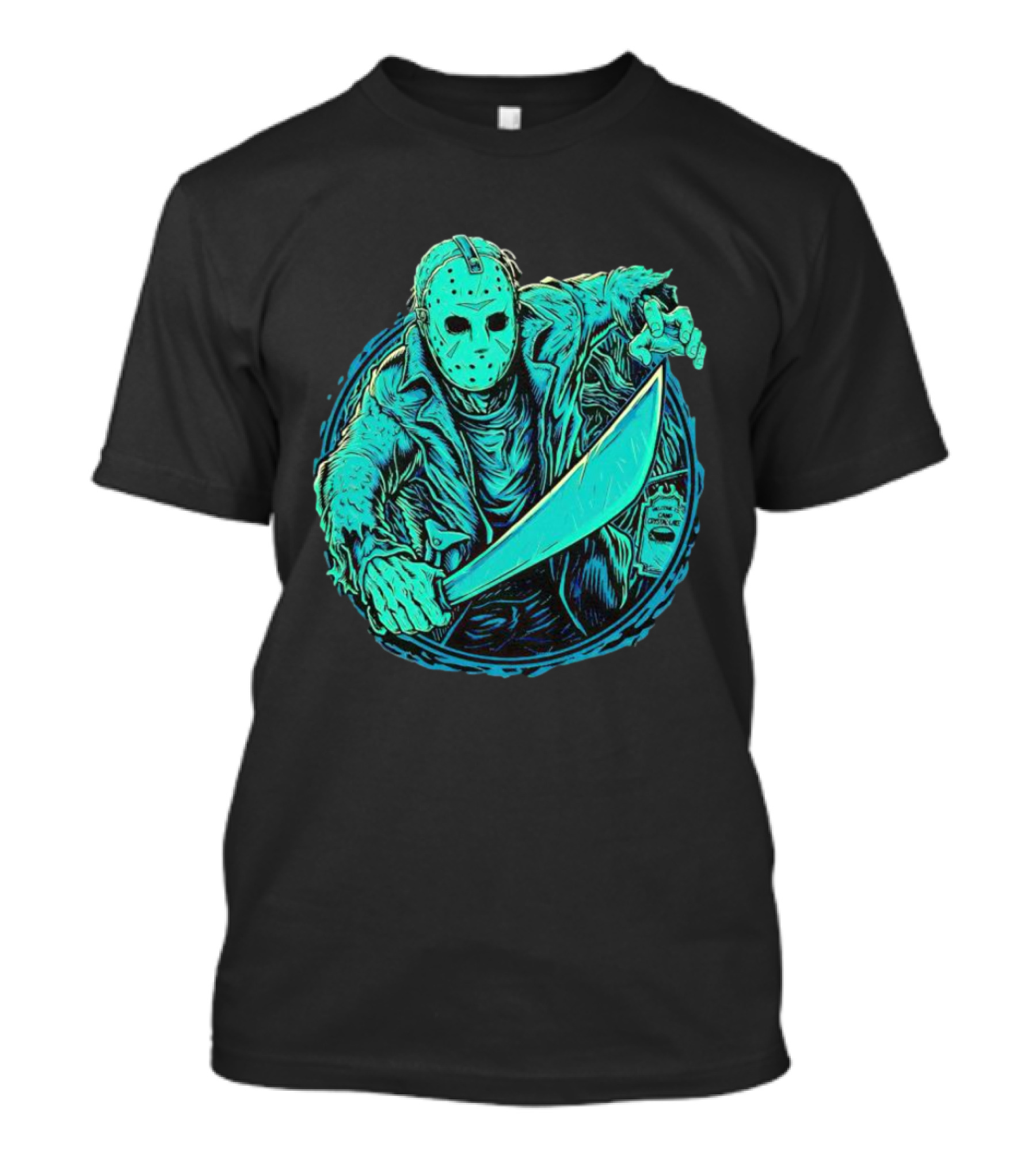 The Crystal Lake Slasher Jason Voorhees Mask And Machete T-Shirt
