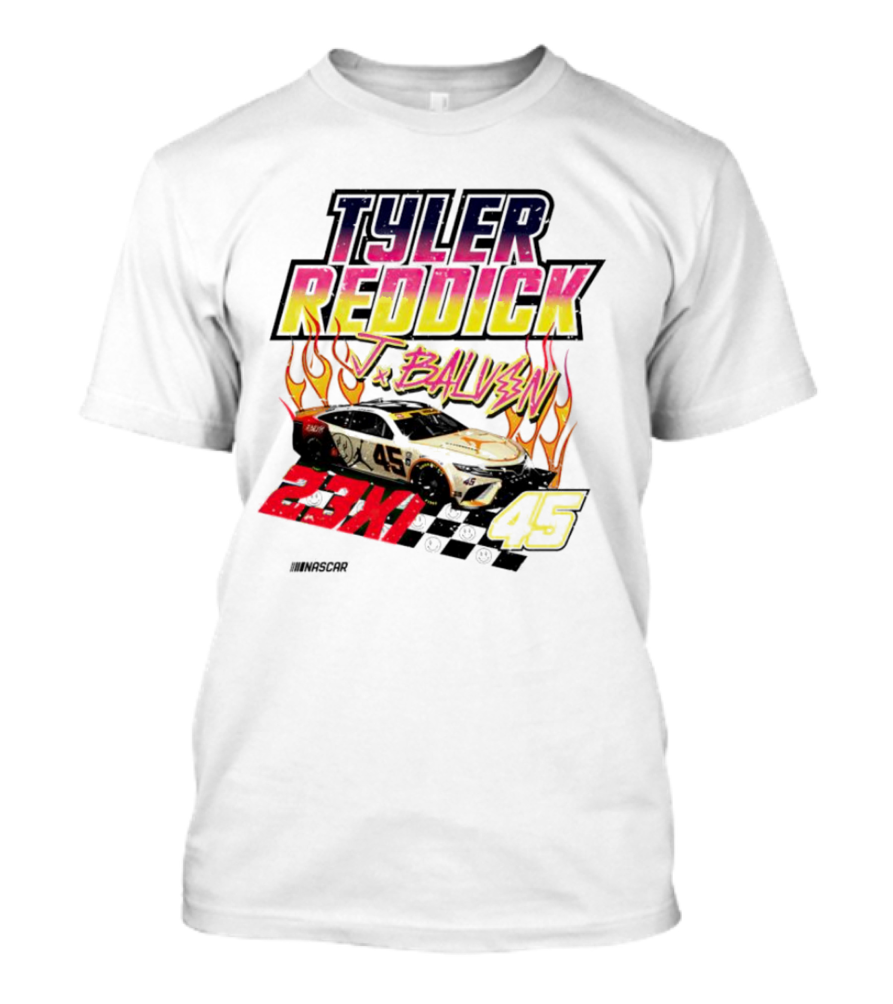 Tyler Reddick J Balvin 23XI Racing NASCAR 45 Flames T-Shirt