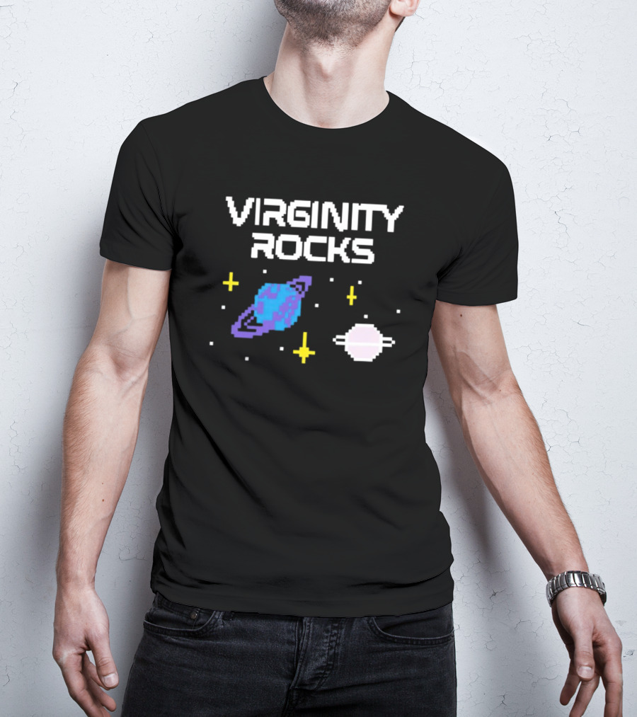 Virginity Rocks Pixel Space Planets And Stars T-Shirt