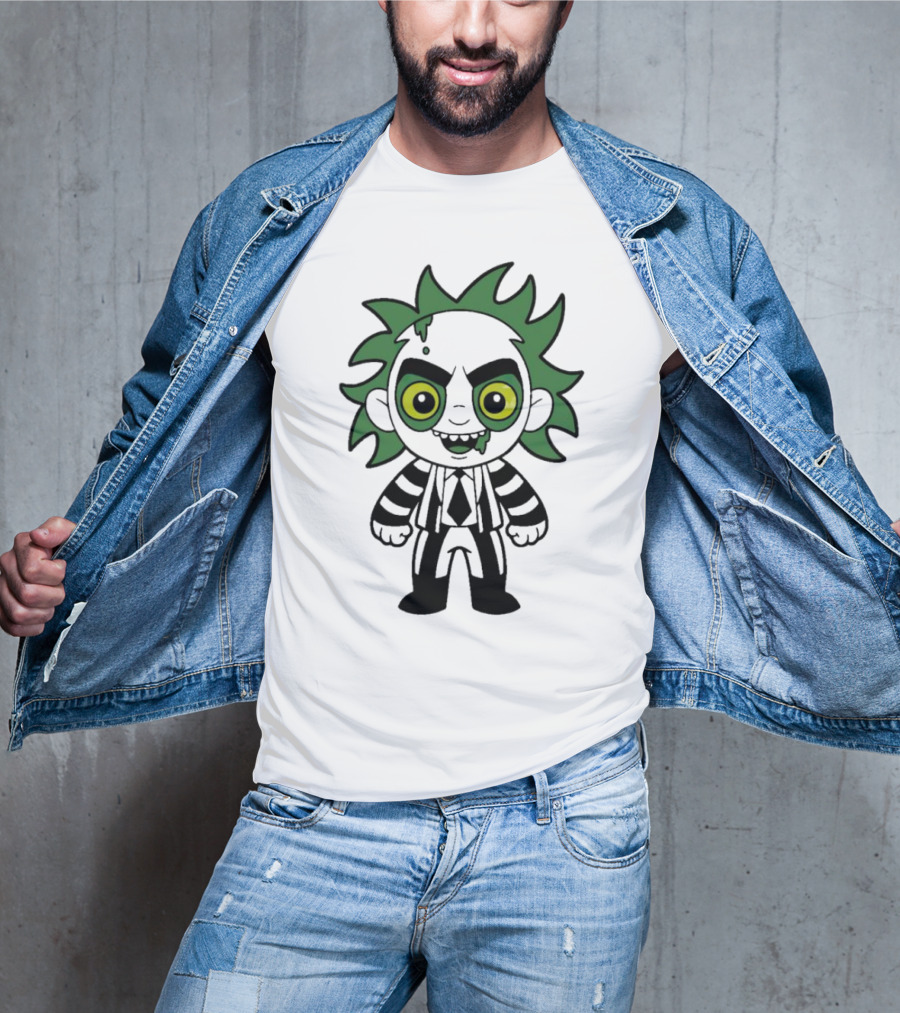 Beetlejuice Chibi Halloween Creepy Green Hair Character T-Shirt