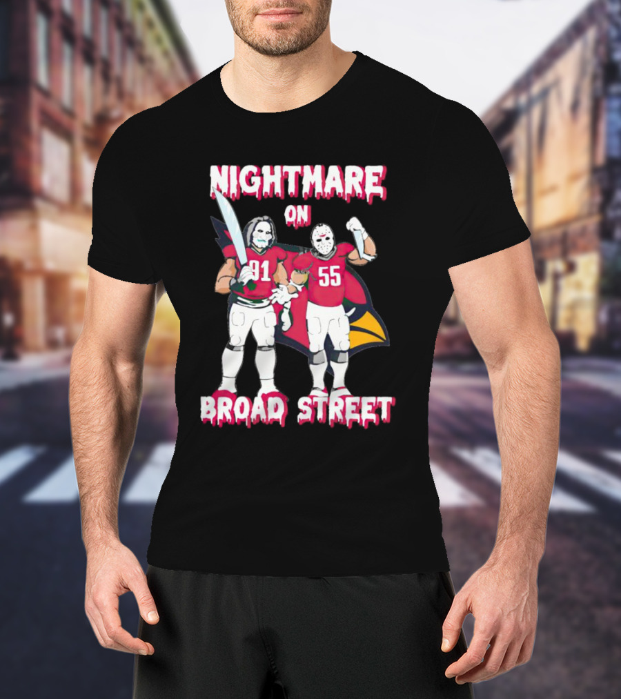 Nightmare On Broad Street Arizona Cardinals Halloween Billy Jason Voorhees T-Shirt