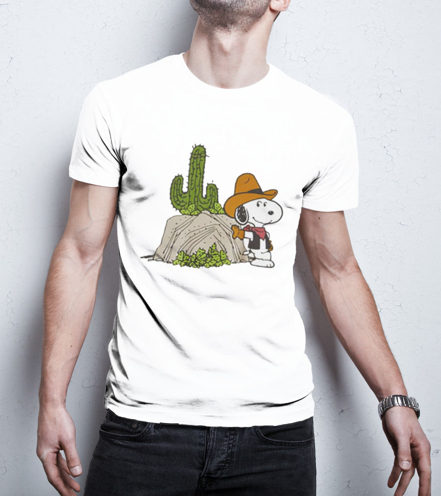 Cowboy Snoopy And Cactus Desert Scene T-Shirt