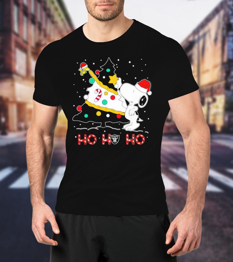 Snoopy Woodstock Las Vegas Raiders Christmas Ho Ho Ho T-Shirt