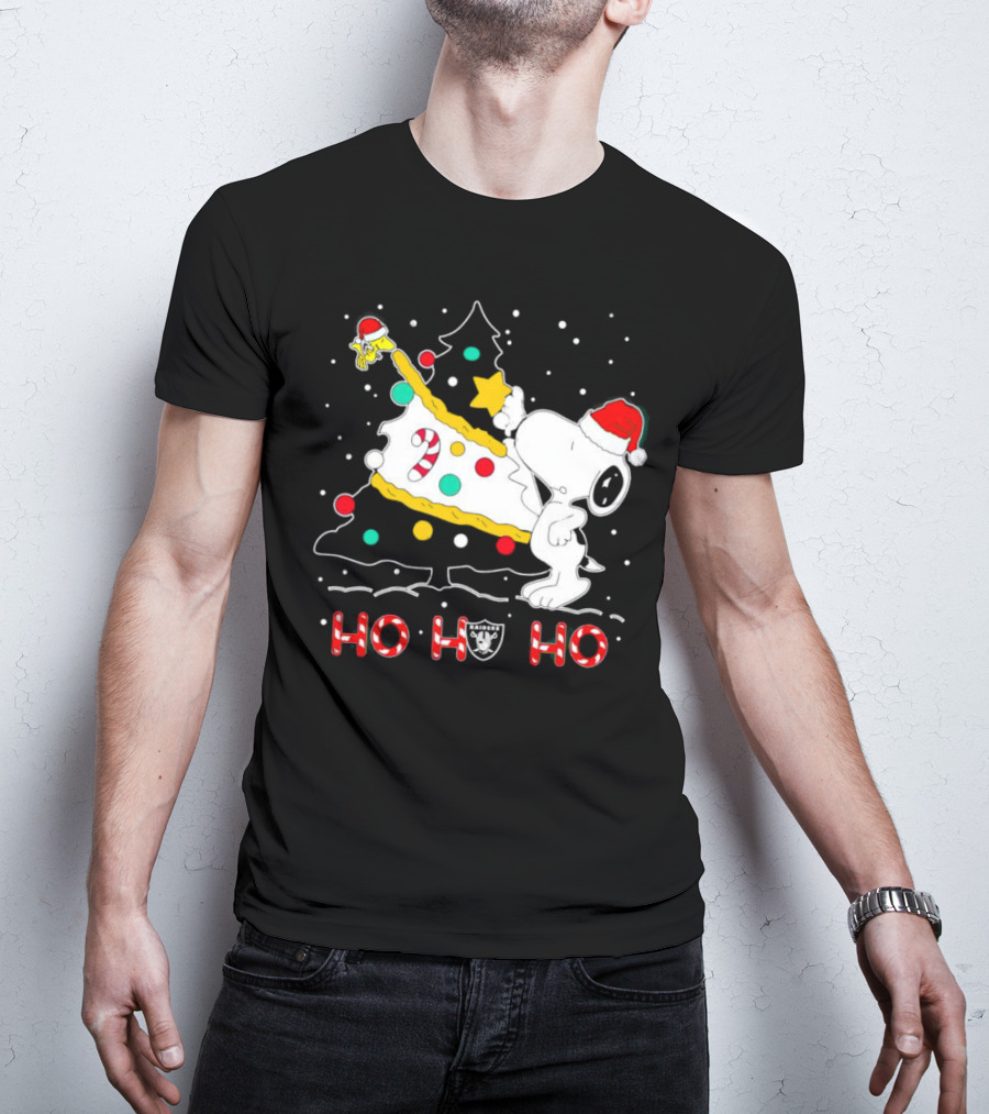 Snoopy Woodstock Las Vegas Raiders Christmas Ho Ho Ho T-Shirt
