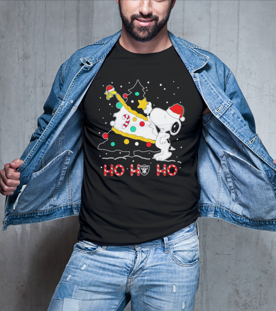 Snoopy Woodstock Las Vegas Raiders Christmas Ho Ho Ho T-Shirt