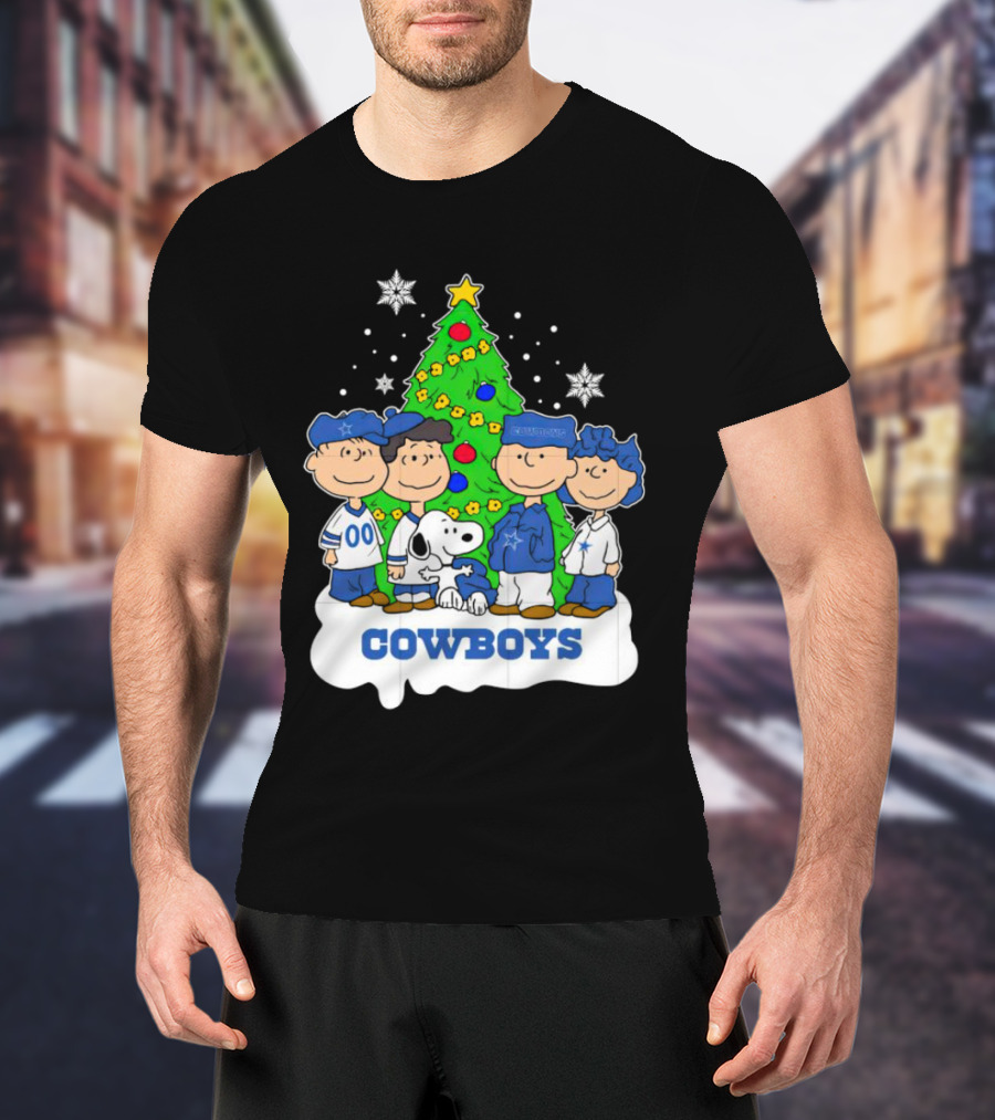 Peanuts Characters Dallas Cowboys Christmas Tree Cowboys T-Shirt