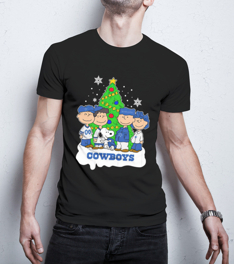 Peanuts Characters Dallas Cowboys Christmas Tree Cowboys T-Shirt