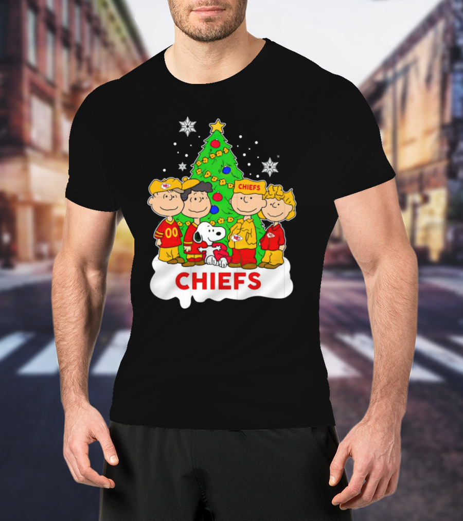 Peanuts Characters Chiefs Christmas Tree T-Shirt