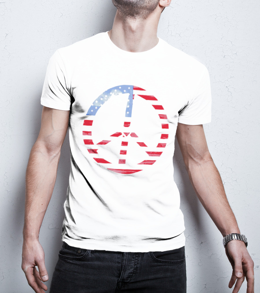 USA Flag Peace Symbol T-Shirt