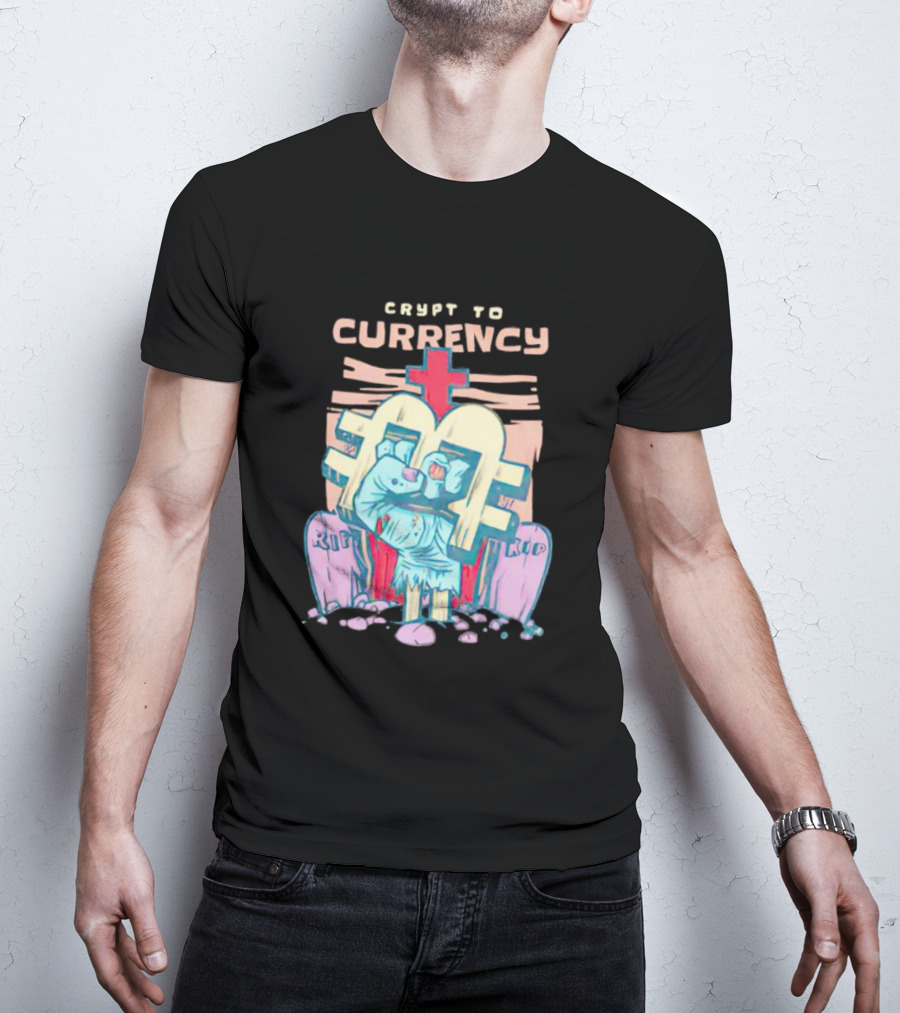 Crypt To Currency Zombie Bitcoin Graveyard Scene T-Shirt