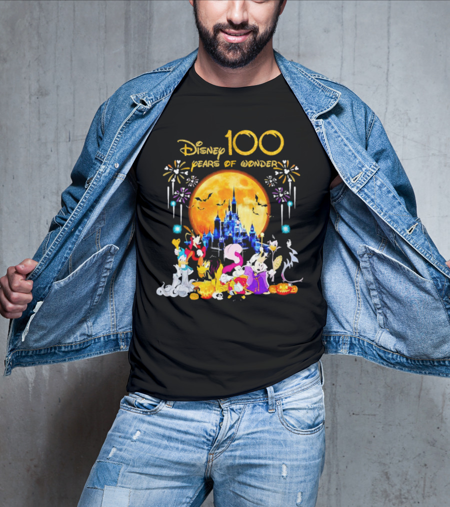 Disney 100 Years Of Wonder Halloween Castle And Characters T-Shirt