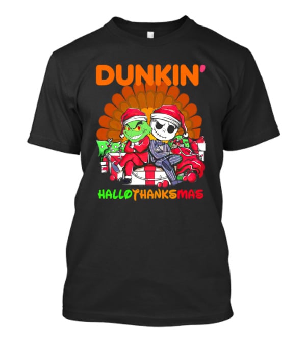 Grinch Jack Skellington Dunkin Hallo Thanks Mas T-Shirt