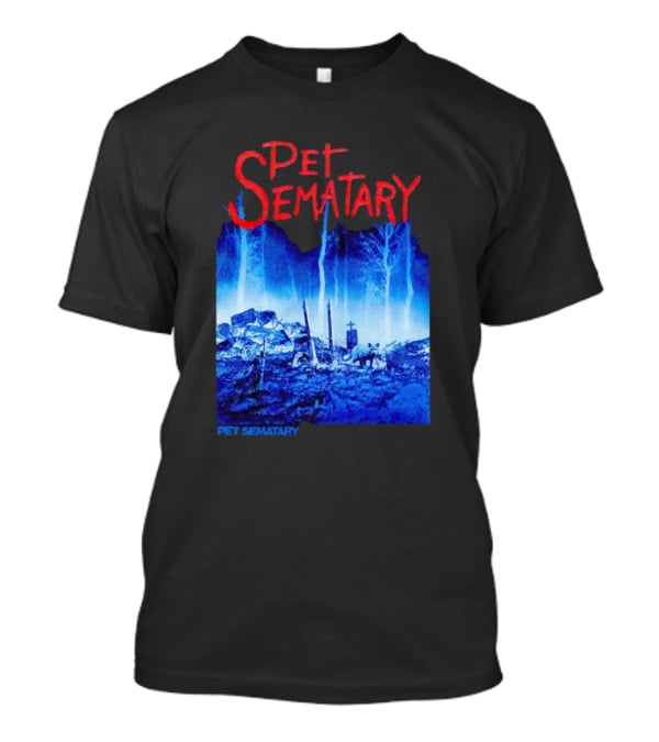 Pet Sematary Haunted Burial Ground Blue Forest Scene With Gravemarkers T-Shirt