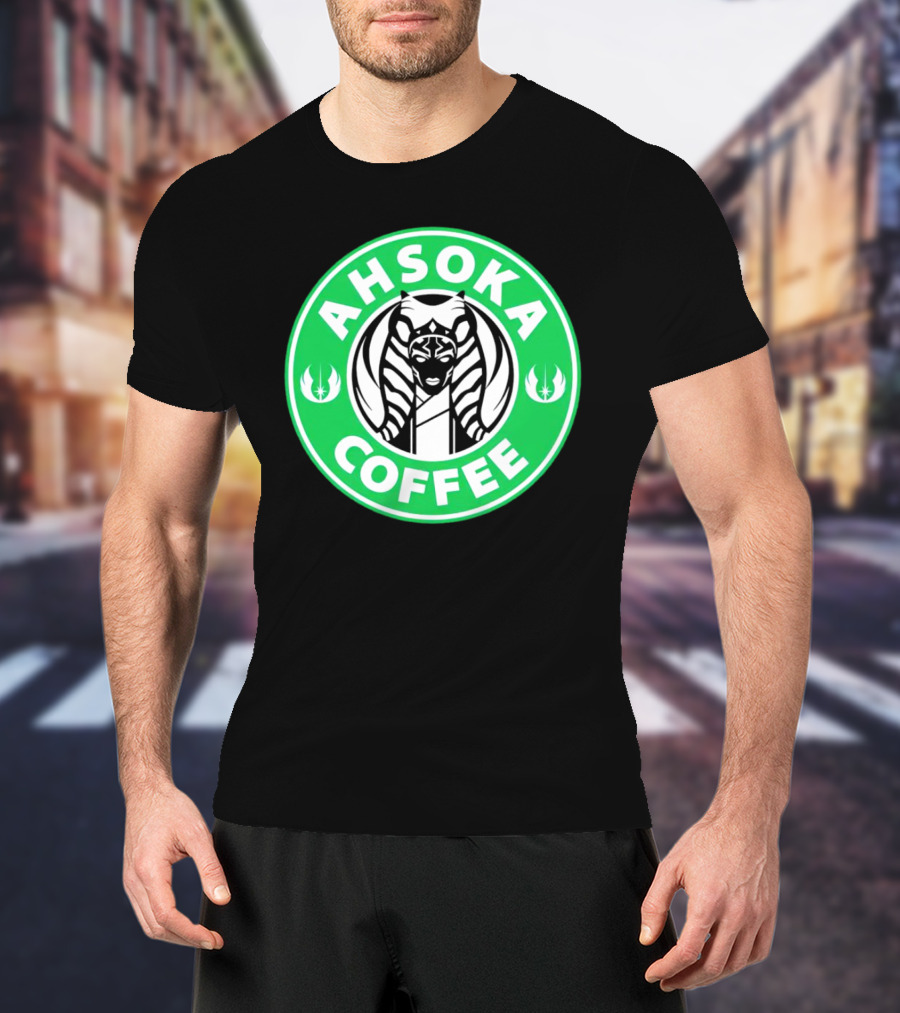 Ahsoka Coffee Star Wars Parody Logo Jedi Symbols T-Shirt