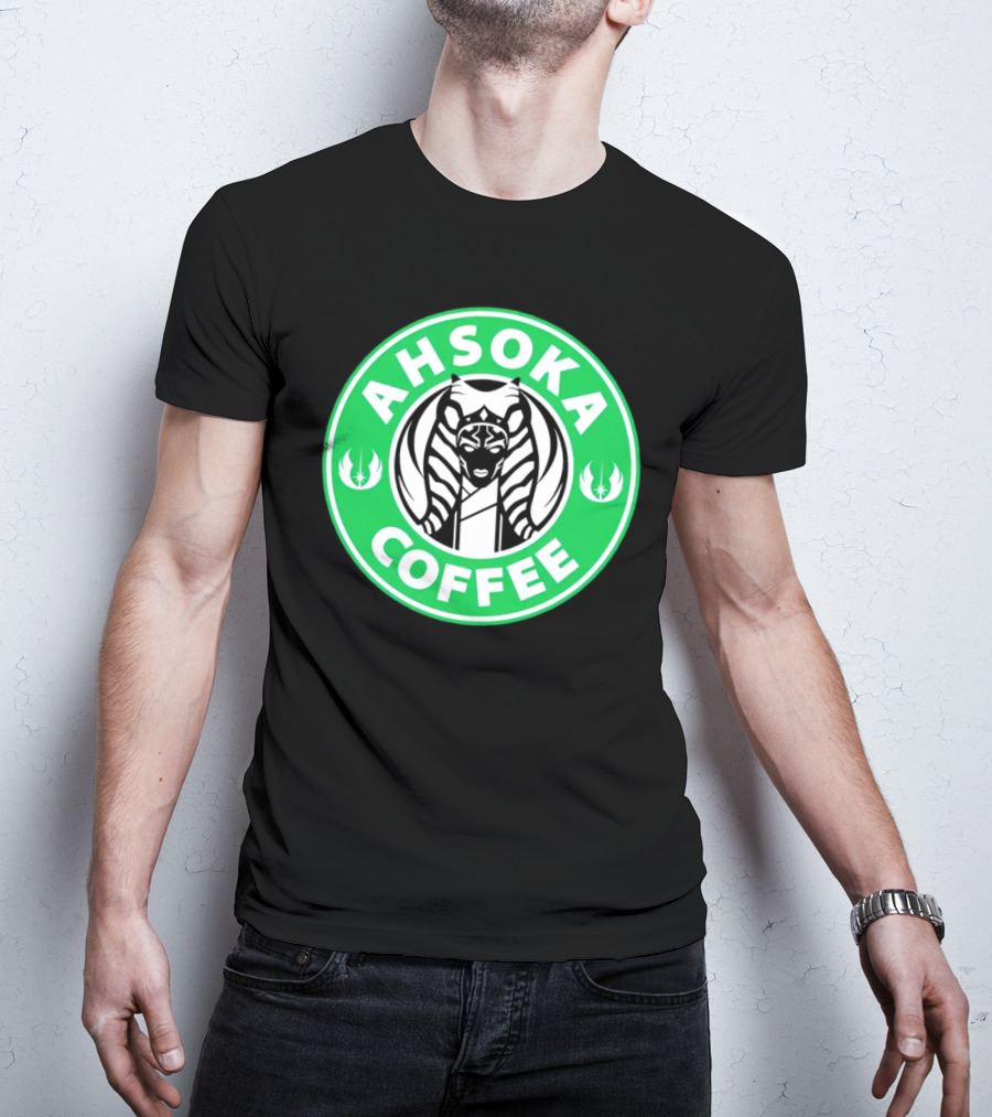 Ahsoka Coffee Star Wars Parody Logo Jedi Symbols T-Shirt