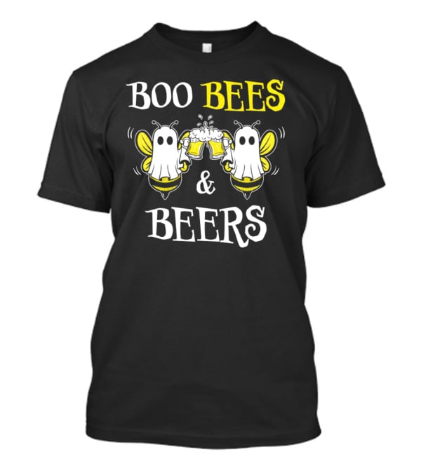 BOO BEES And BEERS Ghost Bees Toasting With Beer Mugs T-Shirt