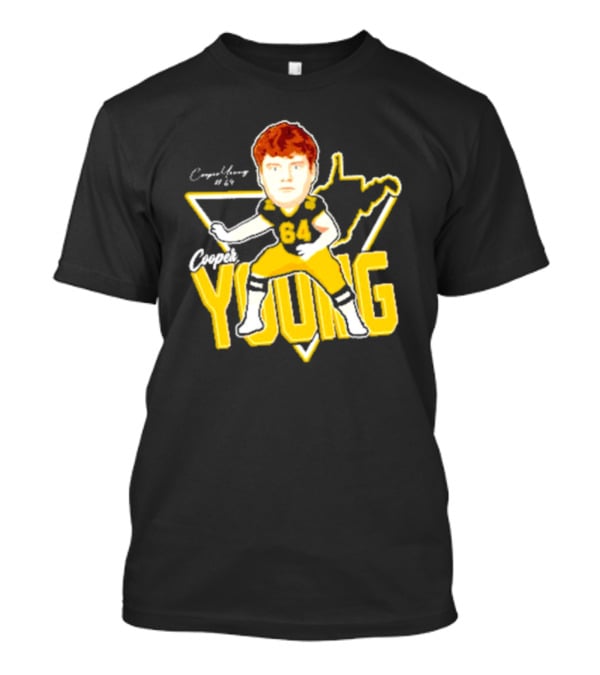 Cooper Young 64 Caricature Signature Football T-Shirt