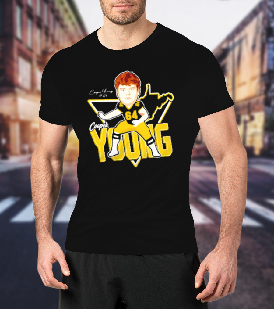 Cooper Young 64 Caricature Signature Football T-Shirt