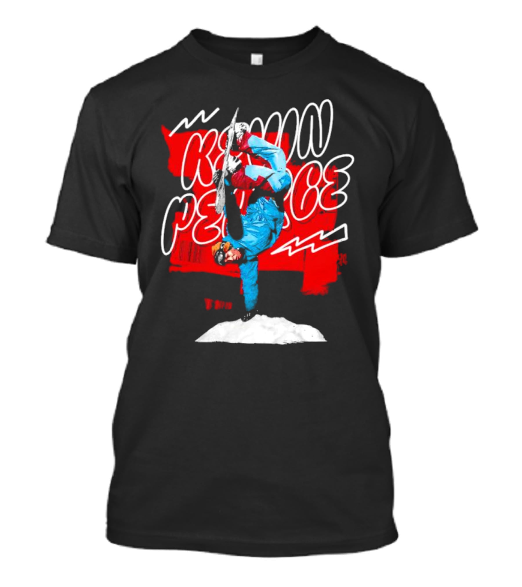 Kevin Pearce Snowboarding Handstand Pose Red And White T-Shirt