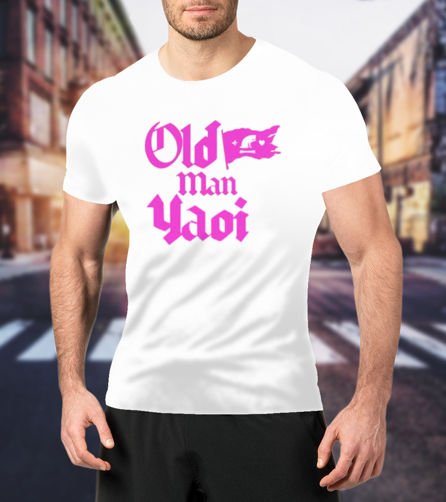 Old Man Yaoi Pink Gothic Text T-Shirt