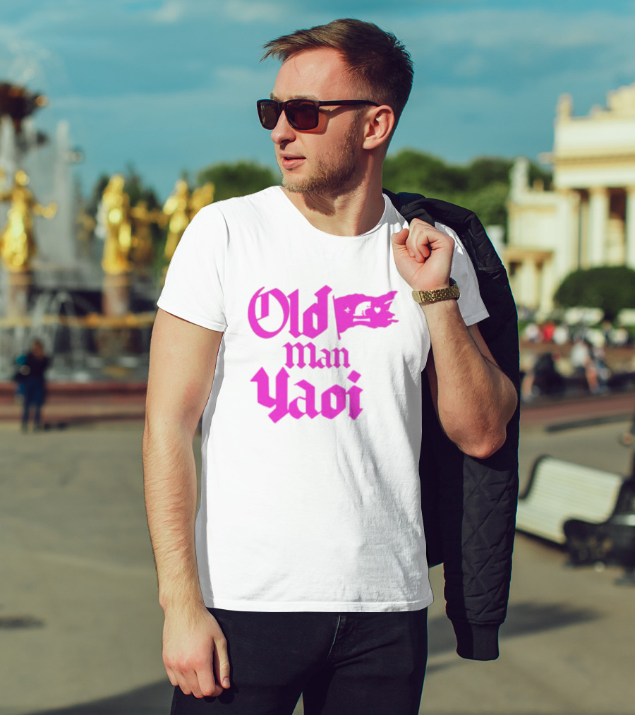 Old Man Yaoi Pink Gothic Text T-Shirt