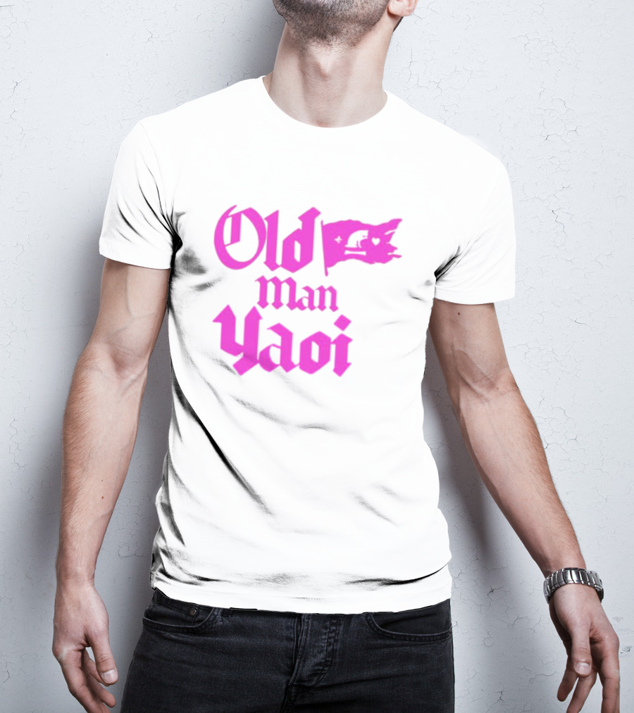 Old Man Yaoi Pink Gothic Text T-Shirt