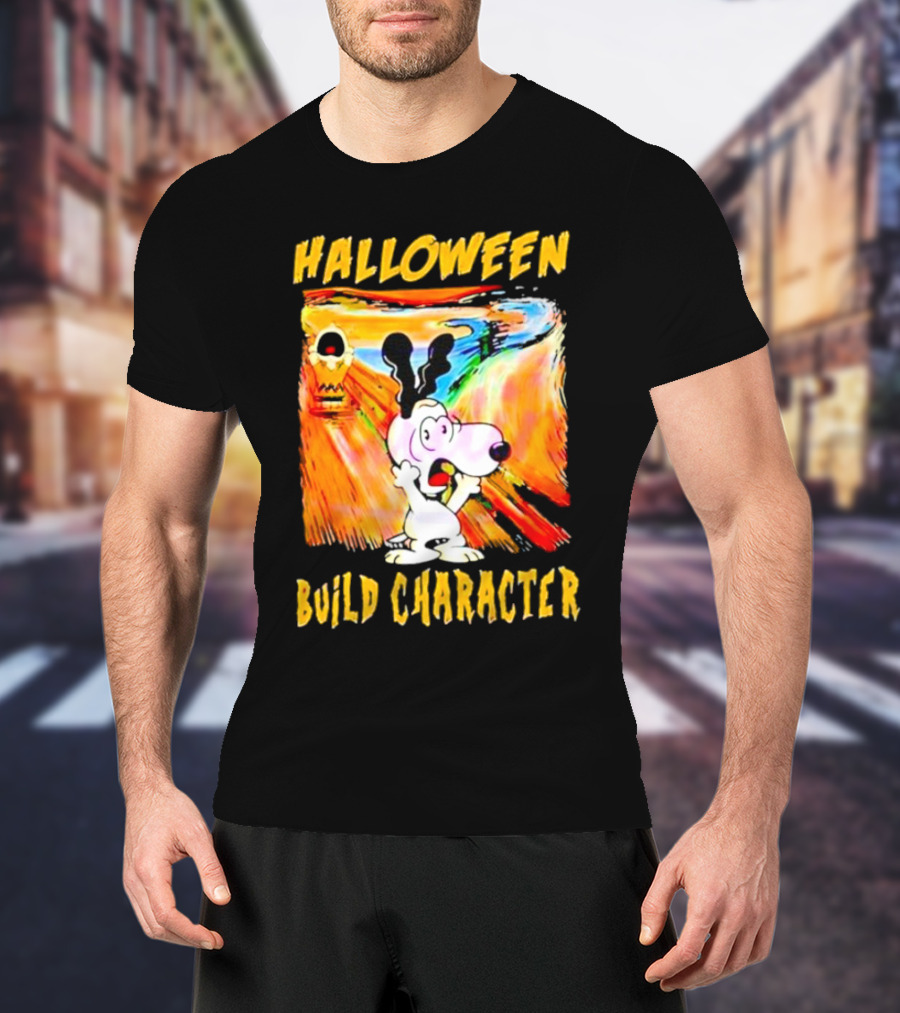 Halloween Build Character Snoopy Scream Painting T-Shirt