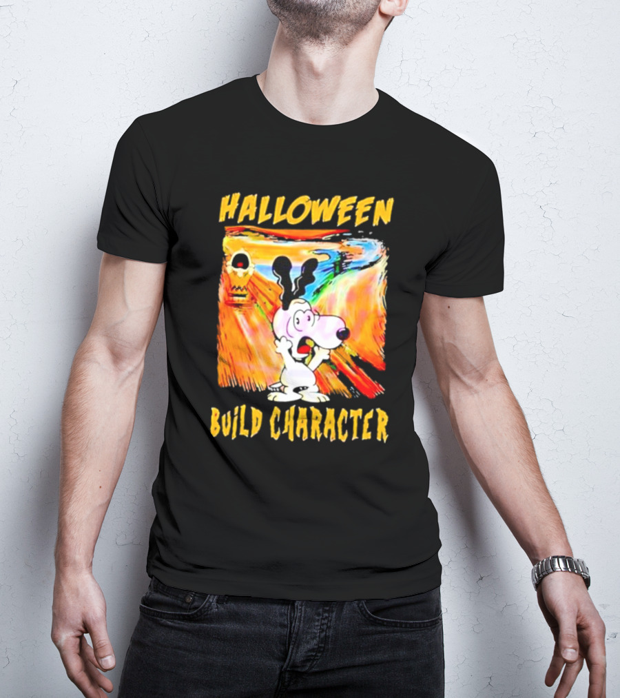 Halloween Build Character Snoopy Scream Painting T-Shirt