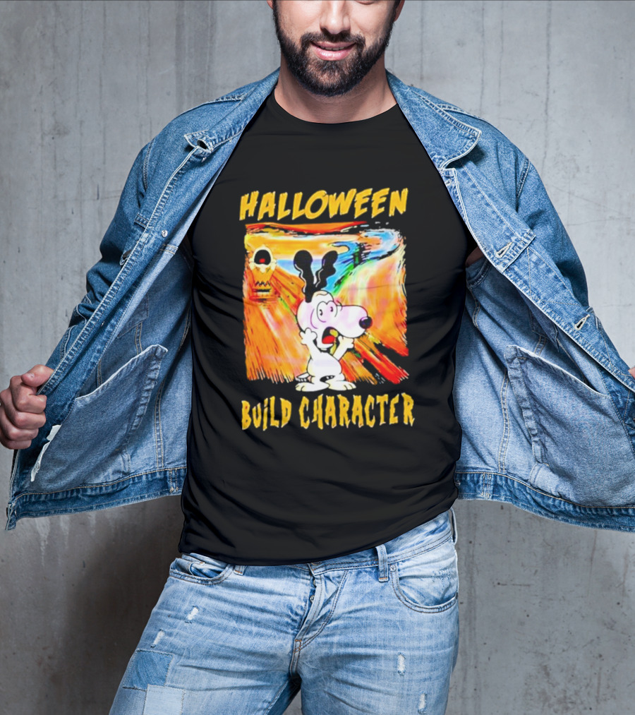 Halloween Build Character Snoopy Scream Painting T-Shirt