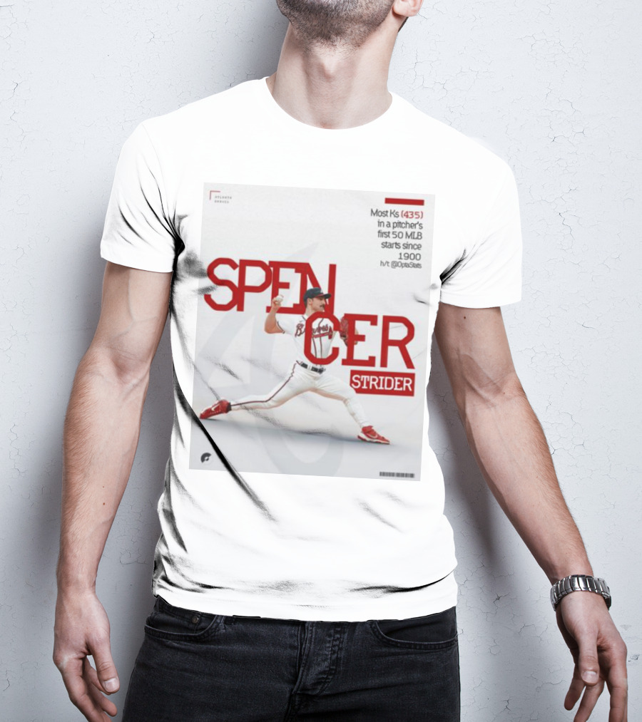 Spencer Strider Atlanta Braves Most Ks 435 In First 50 MLB Starts Since 1900 T-Shirt
