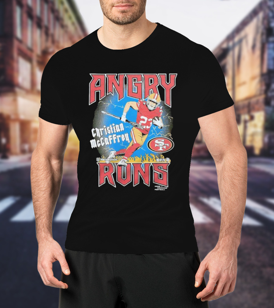 Christian McCaffrey Angry Runs NFL Football 49ers Iconic T-Shirt