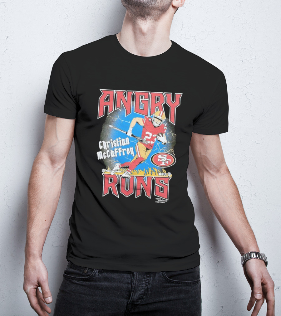 Christian McCaffrey Angry Runs NFL Football 49ers Iconic T-Shirt