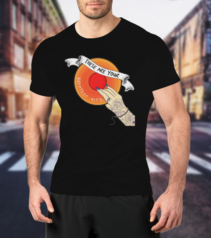 Men's Greatest Hits Vinyl Record Tattoo Hand T-Shirt