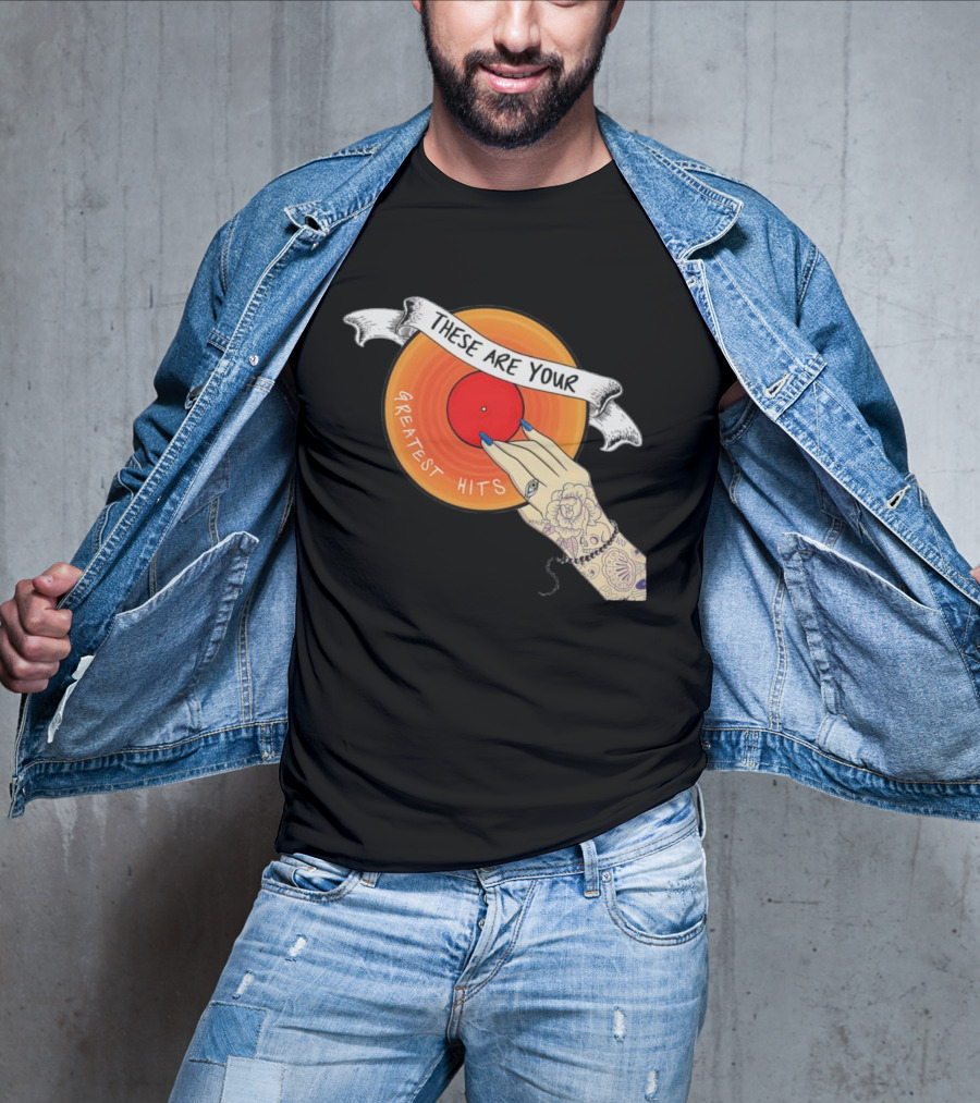 Men's Greatest Hits Vinyl Record Tattoo Hand T-Shirt