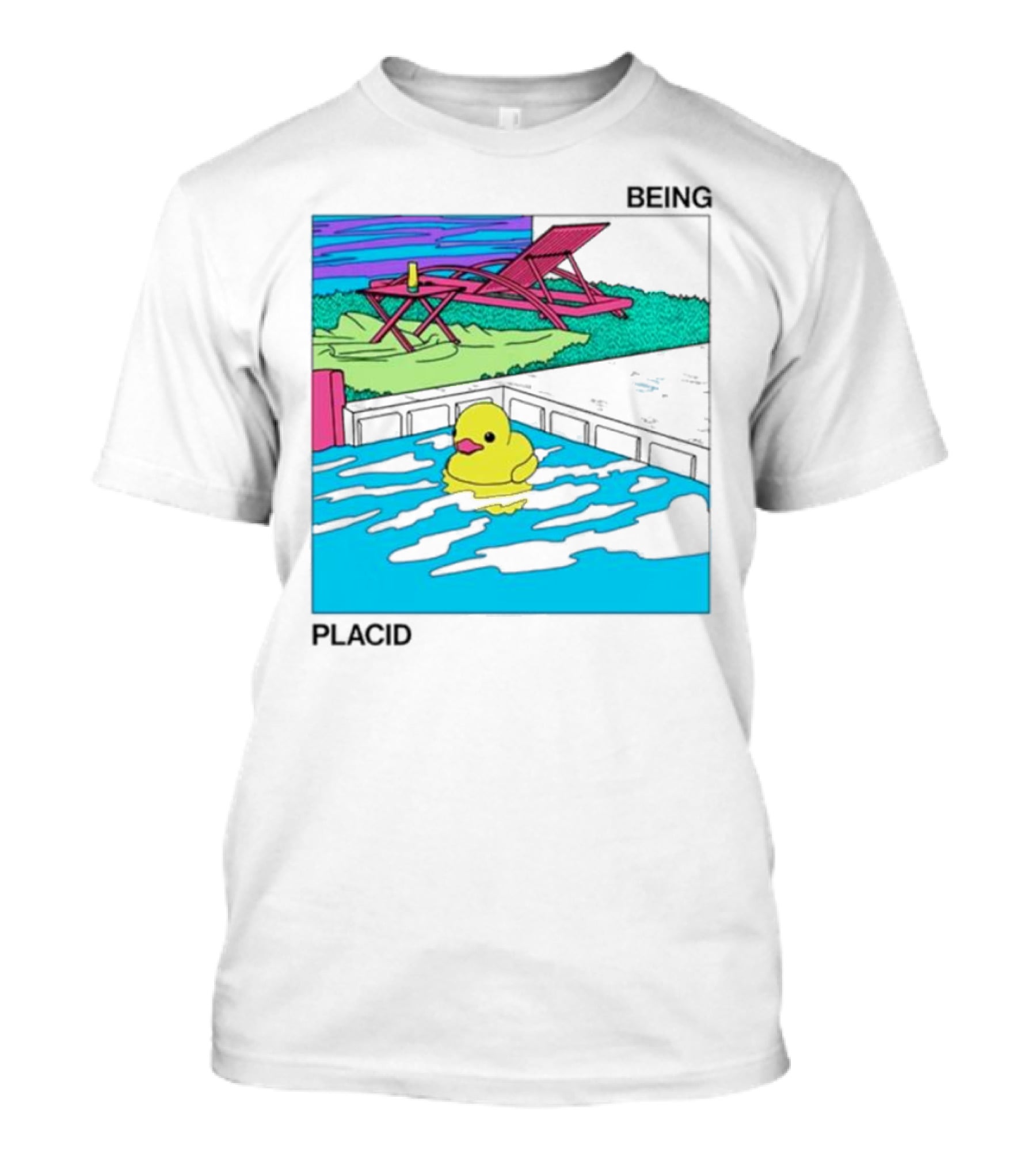 Being Placid Duck Pool Lounger Scene T-Shirt