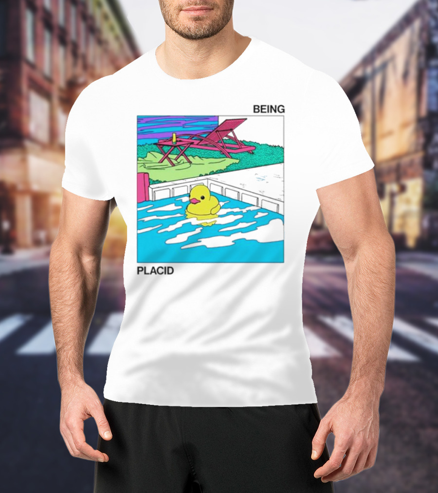 Being Placid Duck Pool Lounger Scene T-Shirt