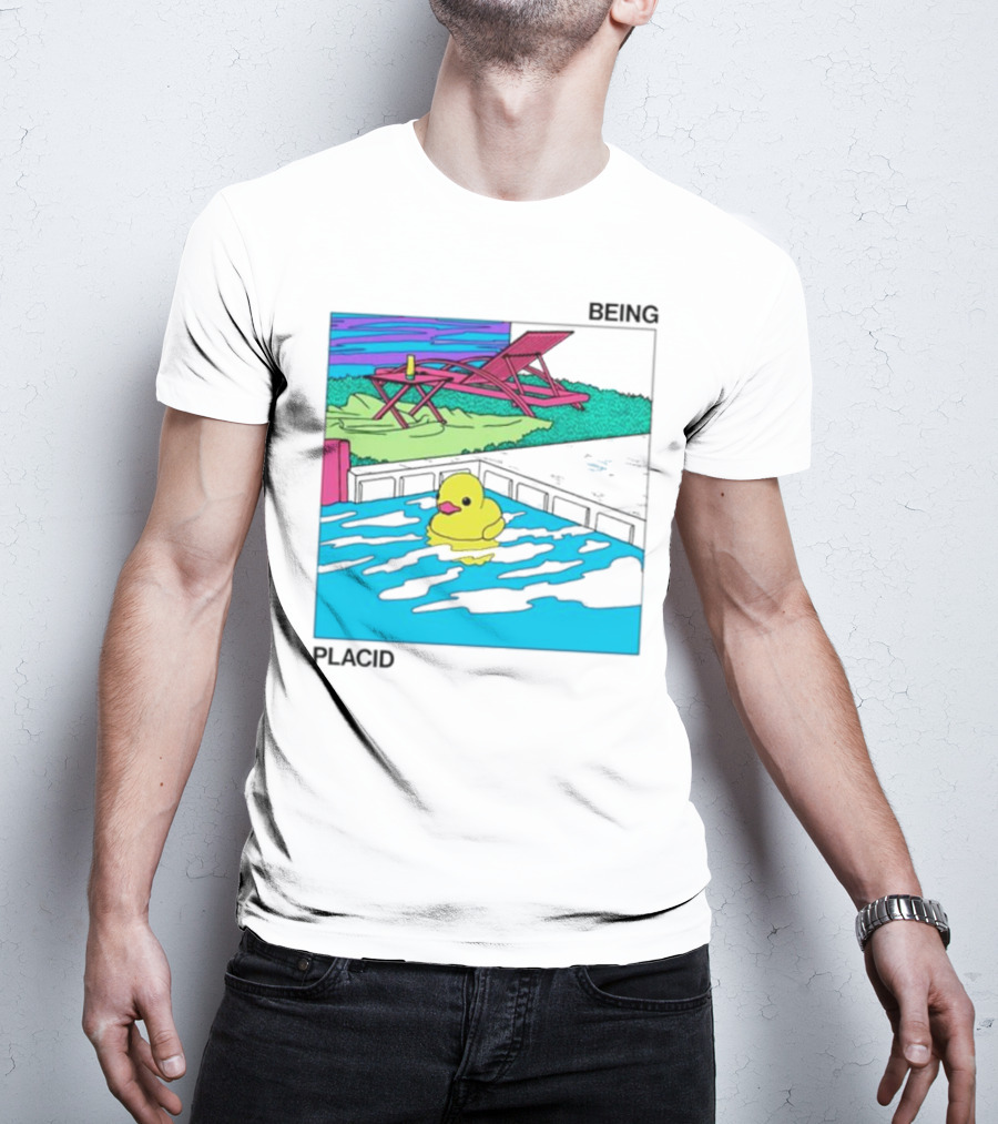Being Placid Duck Pool Lounger Scene T-Shirt