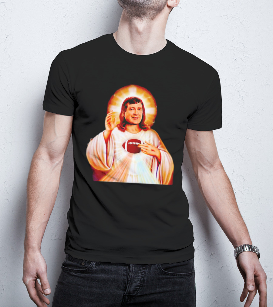 Church Of Smart Jesus With Football Halo T-Shirt