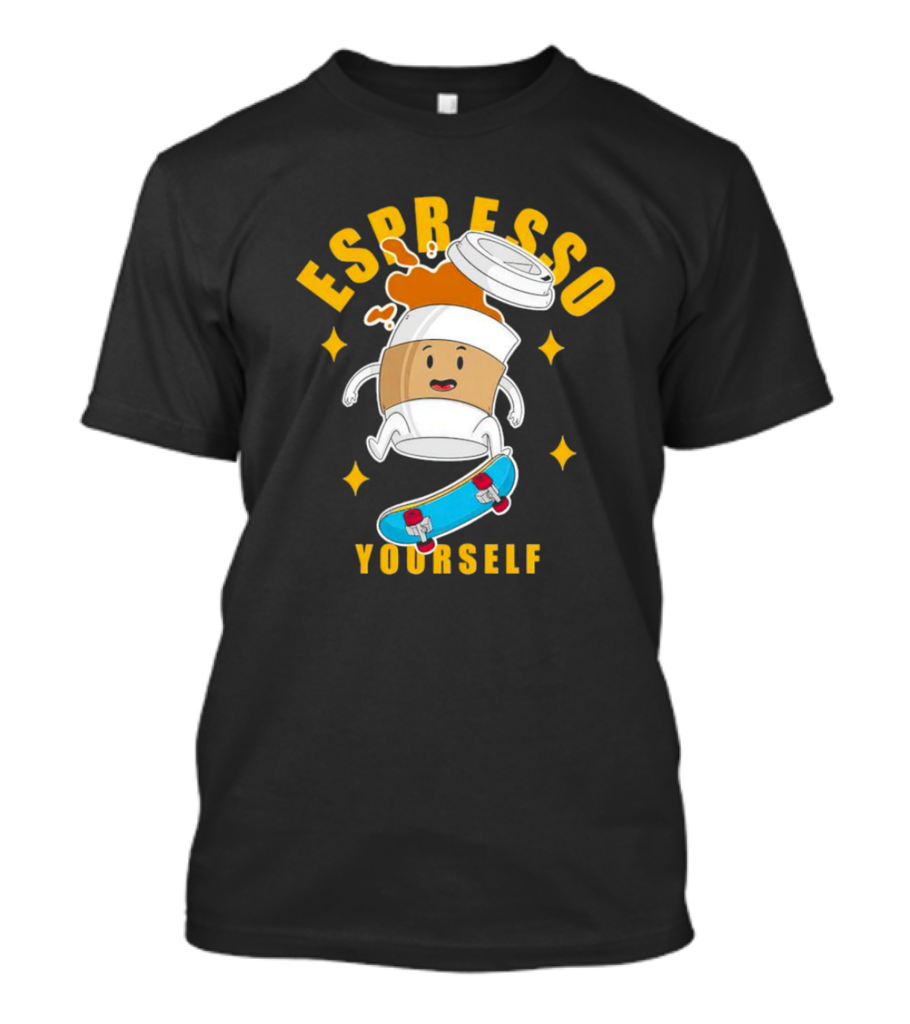 Espresso Yourself Coffee Cup Skateboarding Fun T-Shirt