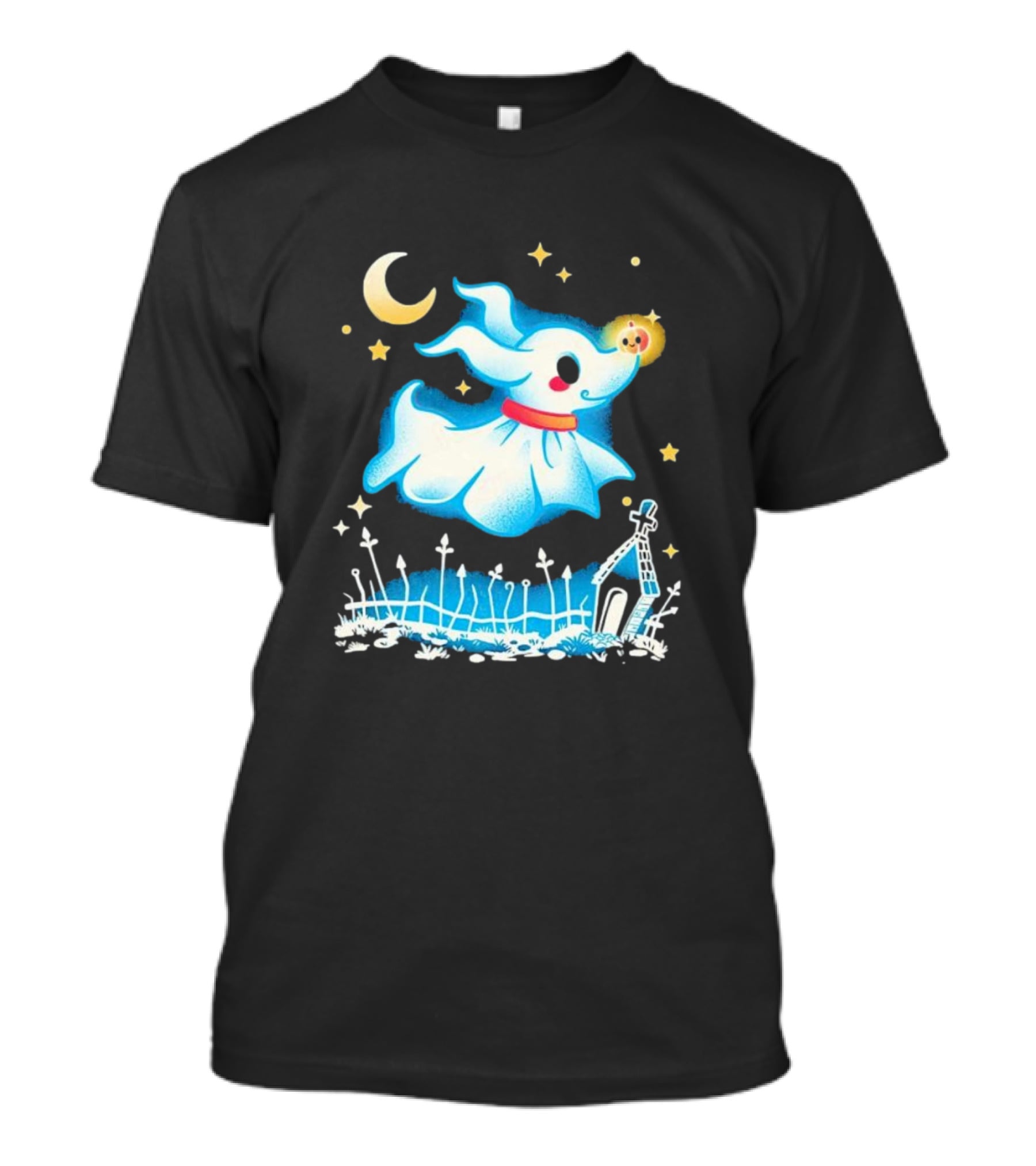 Ghost Dog Halloween Moonlight Graveyard Night T-Shirt