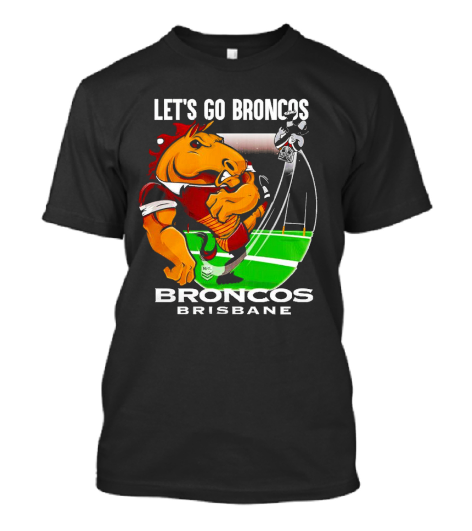 Let’s Go Broncos Brisbane NRL Football Mascot Kick T-Shirt