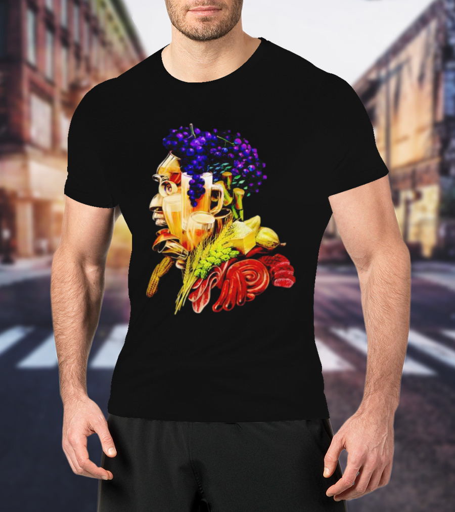 Toru Yano Damashie Baroque Food Face With Grapes And Wheat T-Shirt