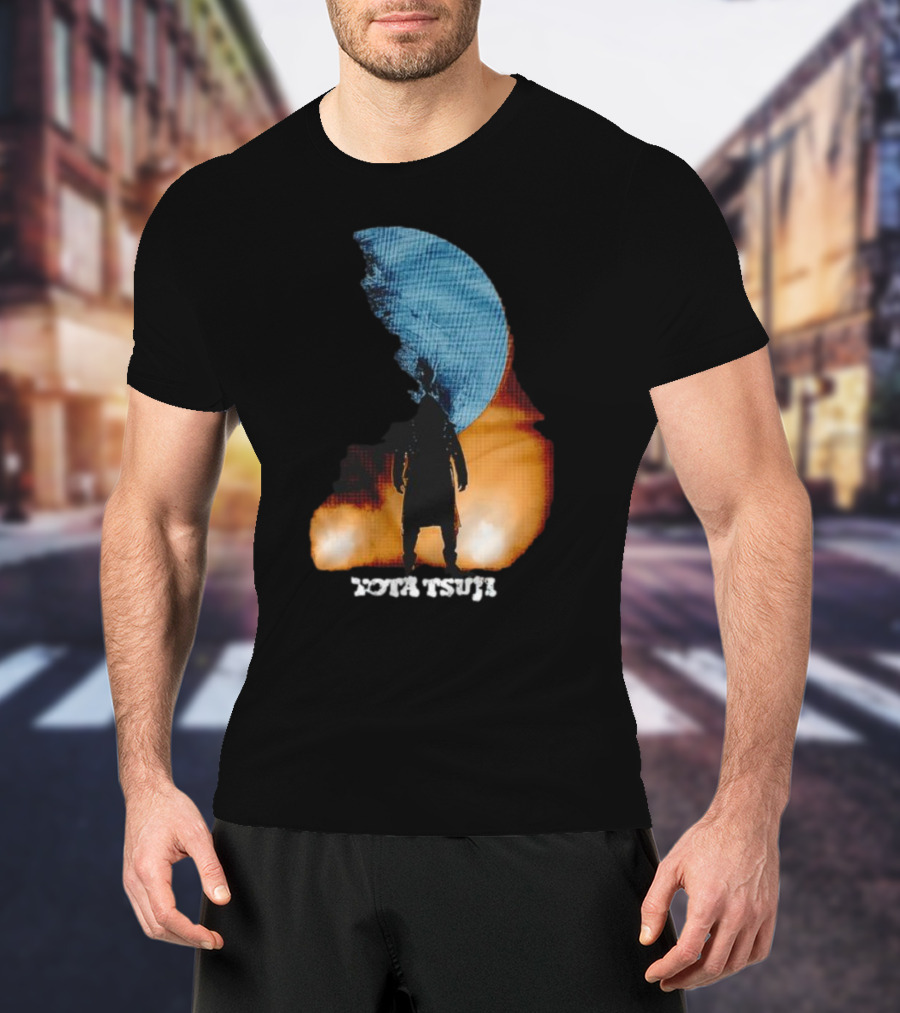 Yota Tsuji Moonrise Silhouette Against Orange And Blue Sky T-Shirt