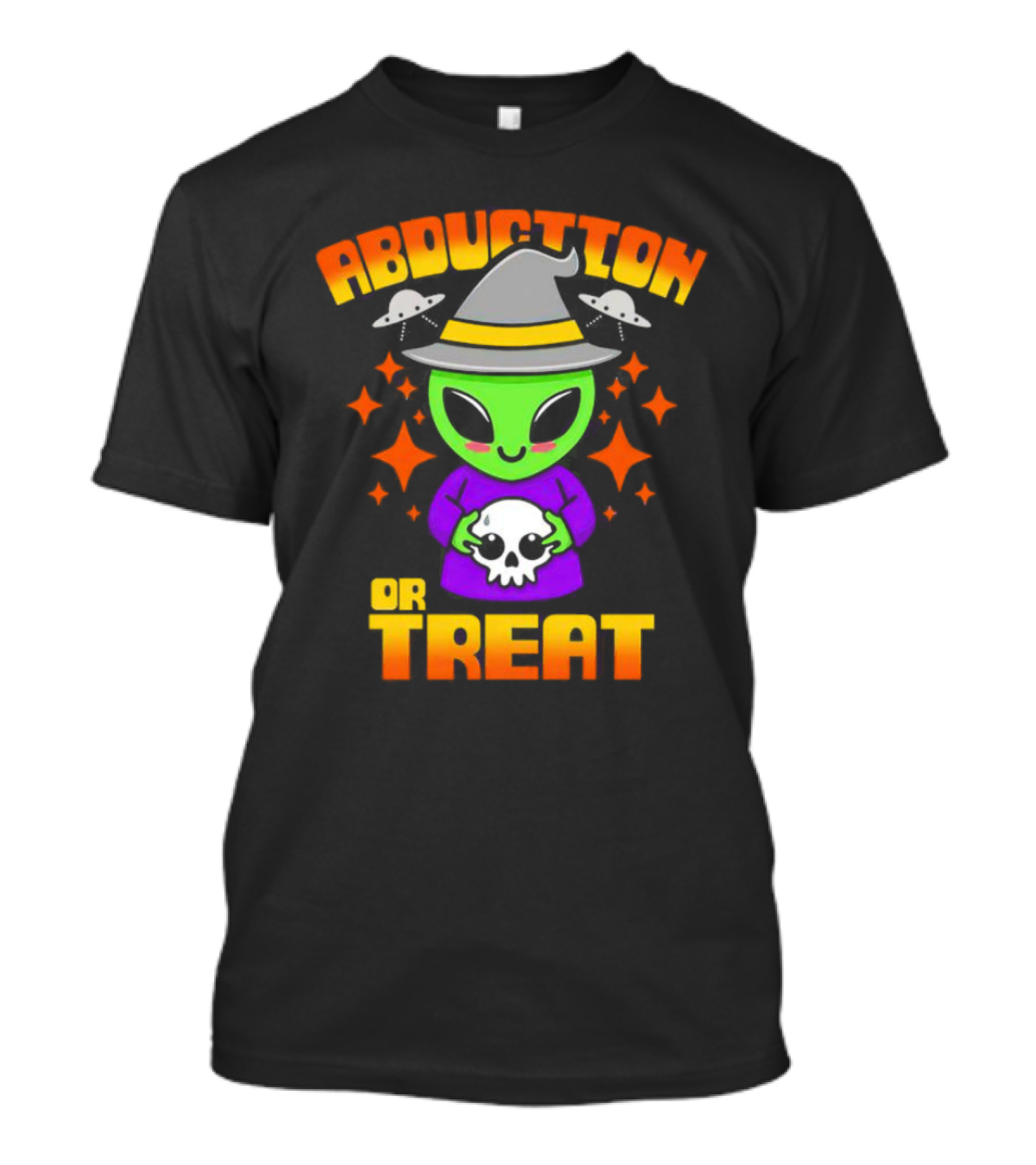 Abduction Or Treat Alien Halloween Witch Hat UFOs T-Shirt