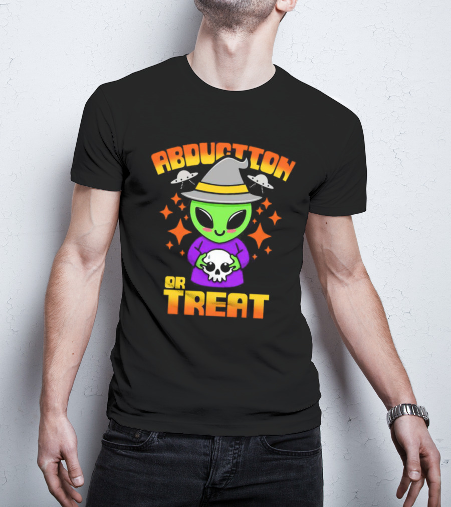 Abduction Or Treat Alien Halloween Witch Hat UFOs T-Shirt