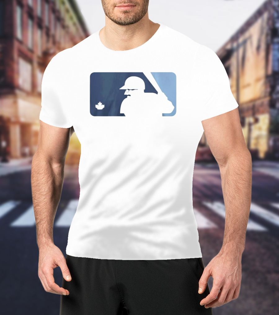 BlueJays Schneider Stache Batter Silhouette With Maple Leaf T-Shirt