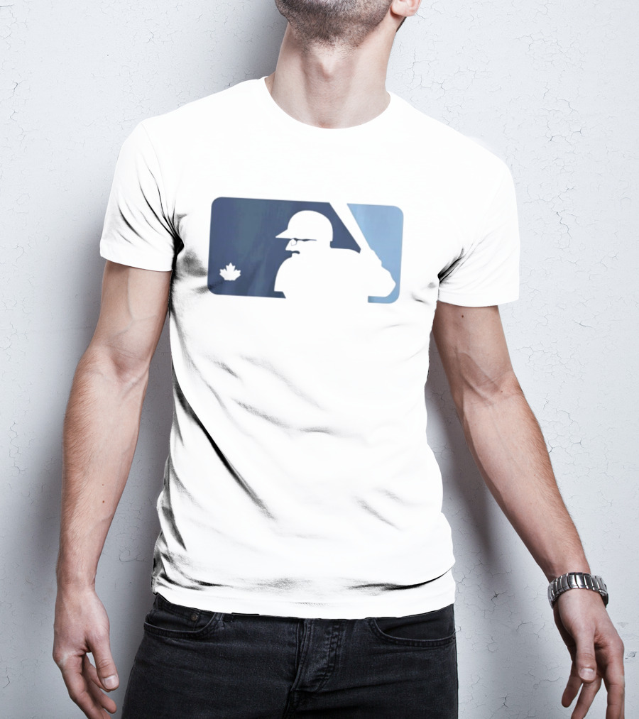 BlueJays Schneider Stache Batter Silhouette With Maple Leaf T-Shirt
