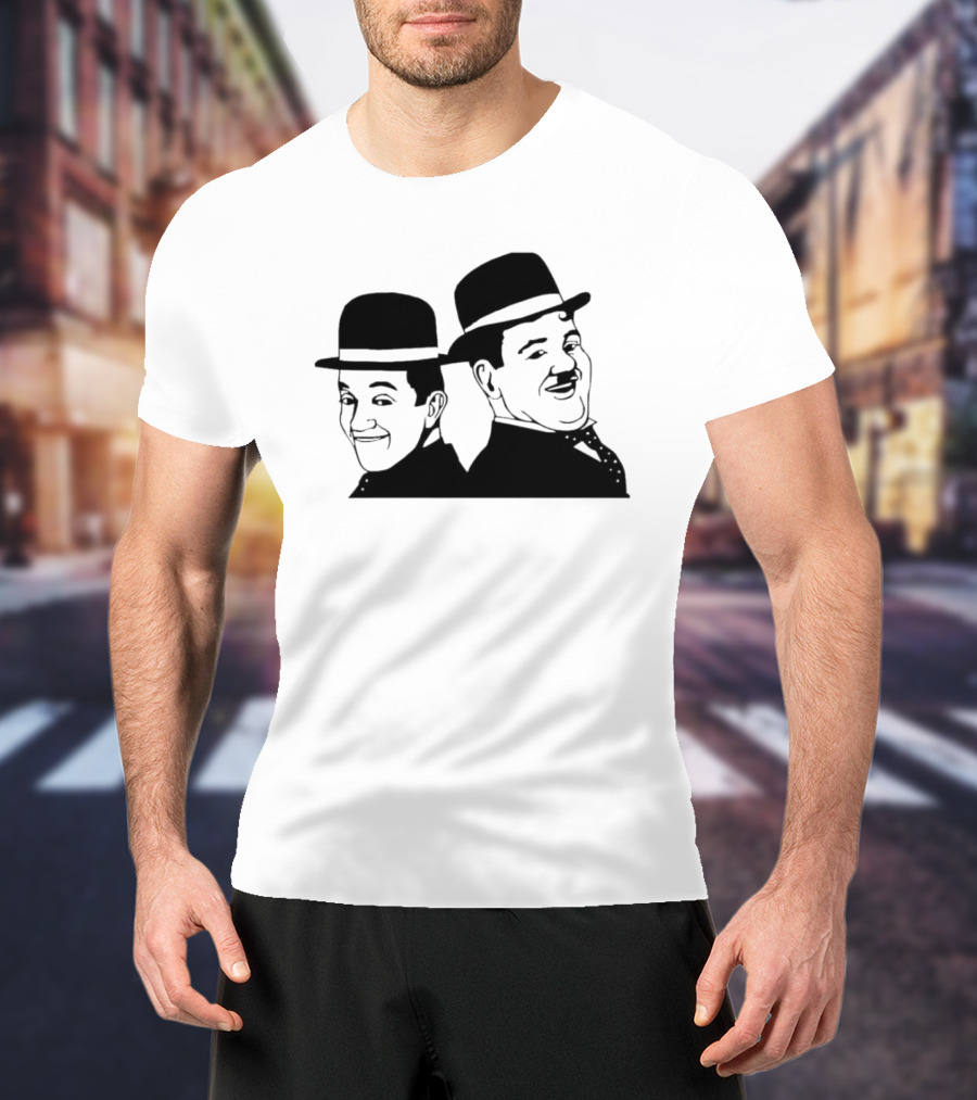 Laurel And Hardy Classic Film Comedy Duo Drawing T-Shirt